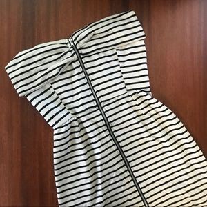 Strapless Striped Zipper Mini Dress